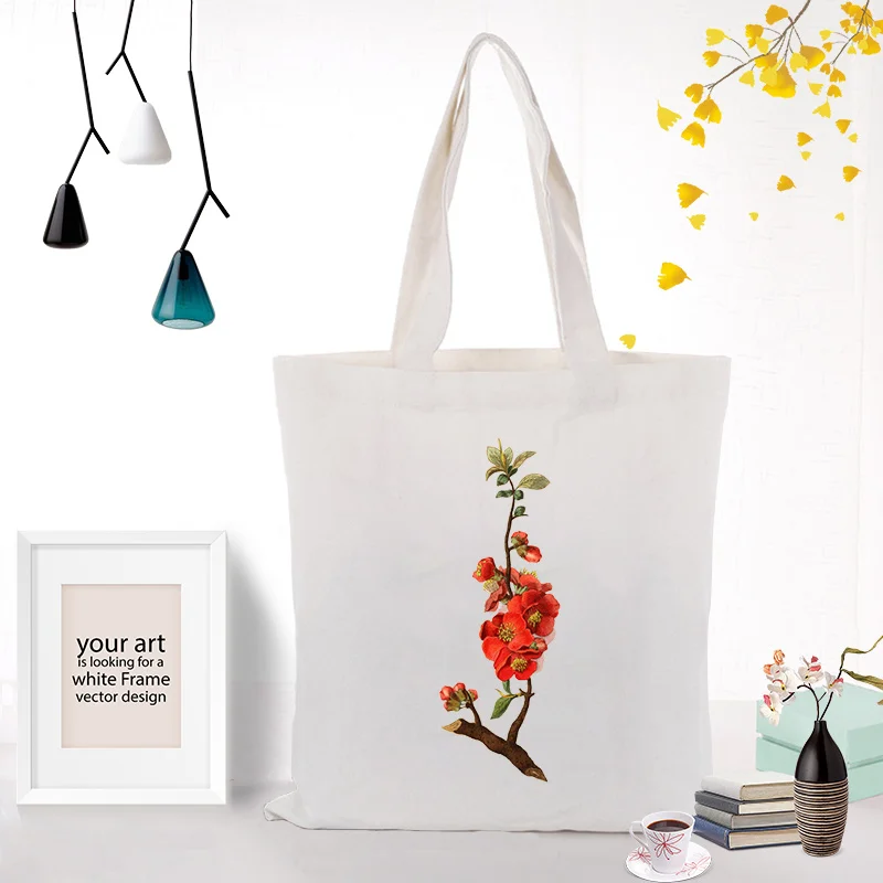 FLOWERS279 Сумка-тоут цветок сумка для покупок ежедневное использование Сделай Сам Пользовательский логотип холст эко многоразовая утилизация текста - Цвет: FLOWERS279