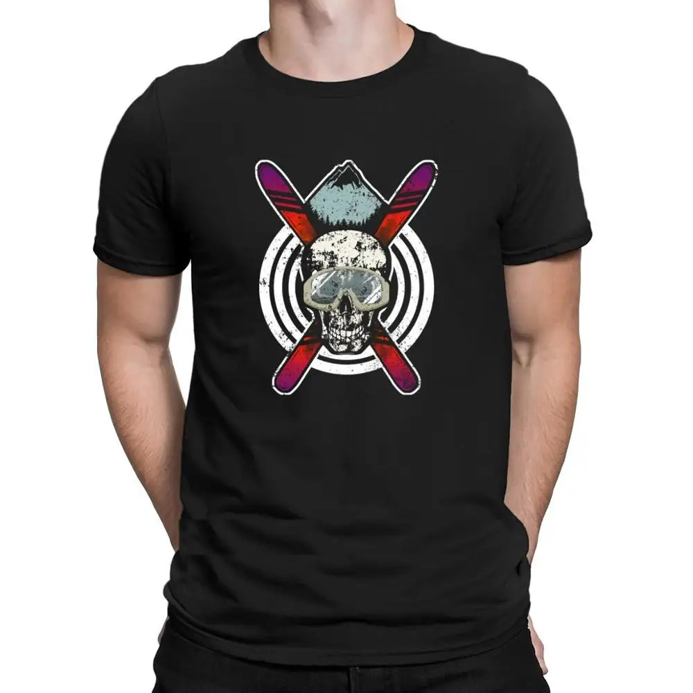 Snow Ski Skull Clothing Resort T shirt Crew Neck Designs Great Outfit Men Pop Top Tee Fit Summer Shirt | Мужская одежда