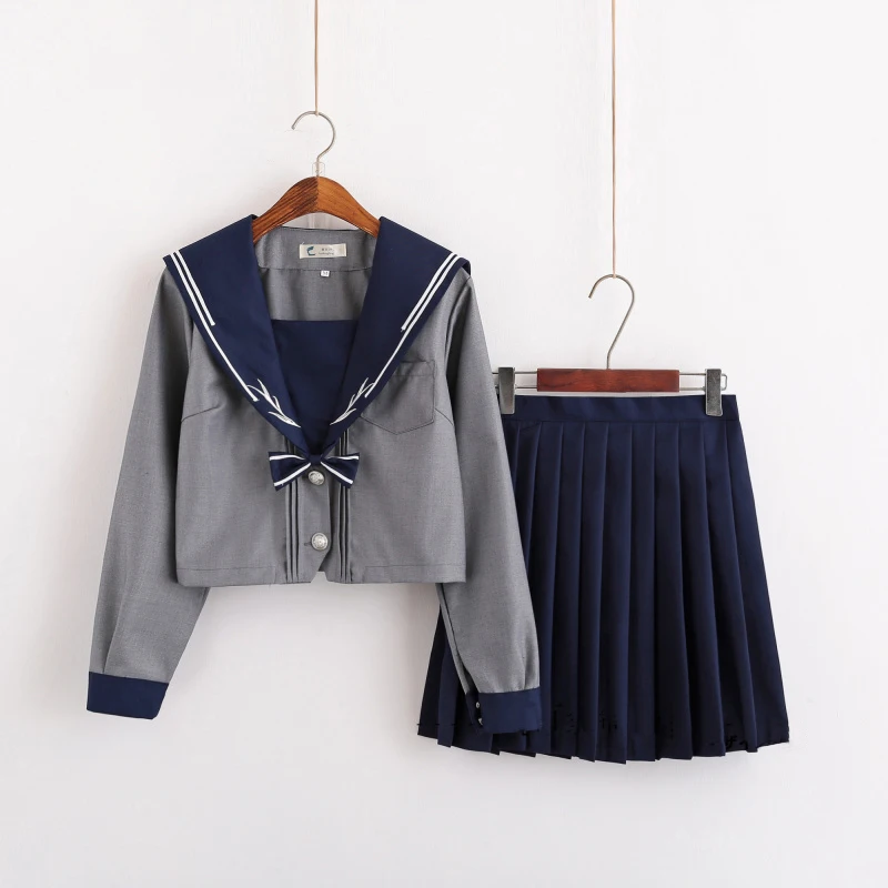 Uhyd Willow organ японский стиль кардиган гребешок ортодоксальный JK униформа женский матросский костюм японская плиссированная юбка костюм для колледжа - Цвет: Long Sleeve Set