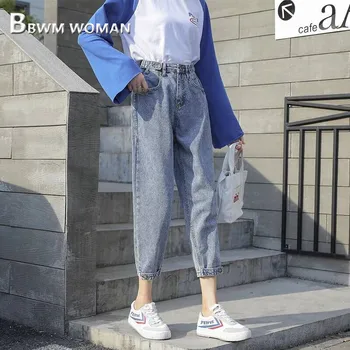 

2019 Ins Popular Daddy Style Women Jeans 2 Colors Can Choose Female Denim Pants