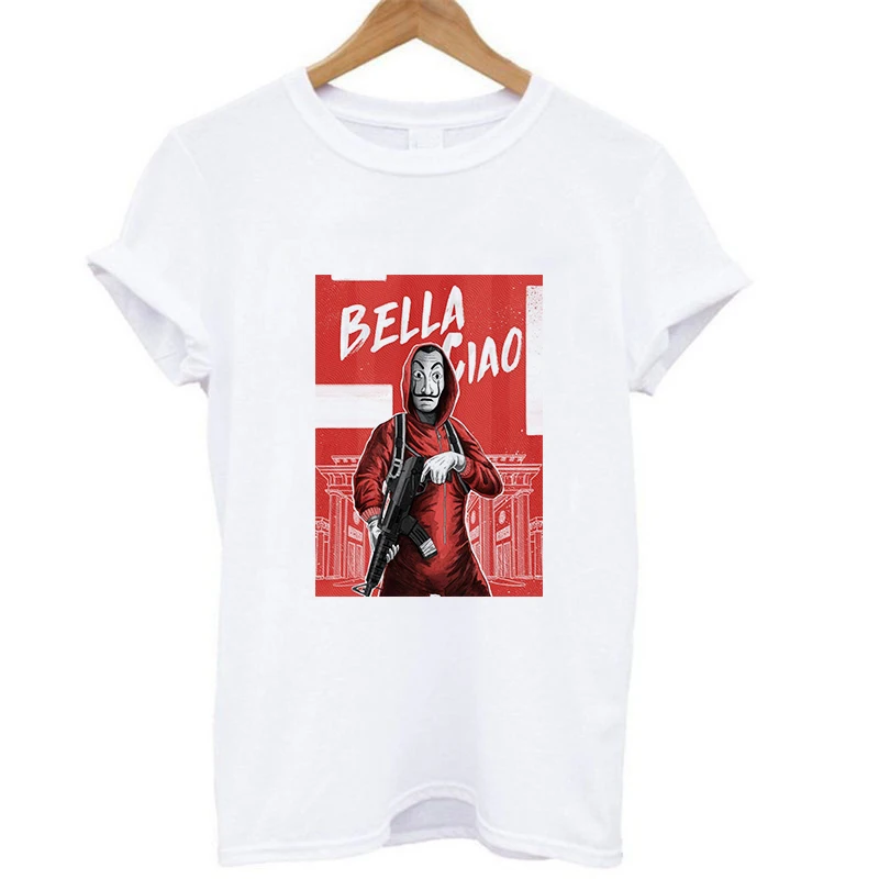 19bk405 Модная женская футболка Bella Ciao, топ-Футболка серии La Каса де Papel, футболка с начесом денег, футболка с изображением дома бумаги - Цвет: 19bk405