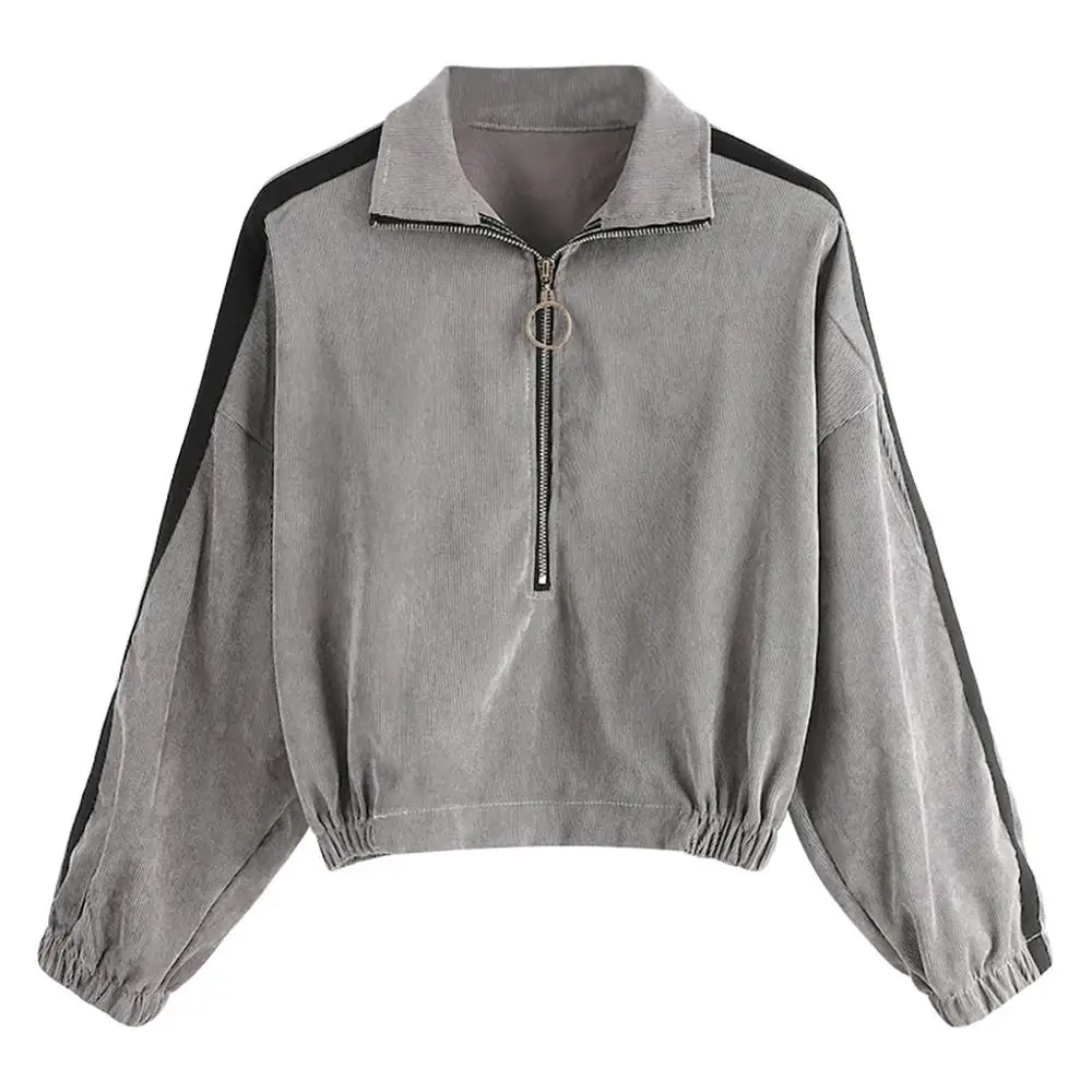 Вельветовая Толстовка 2020 модный тренд Женский пуловер Топ с длинным рукавом