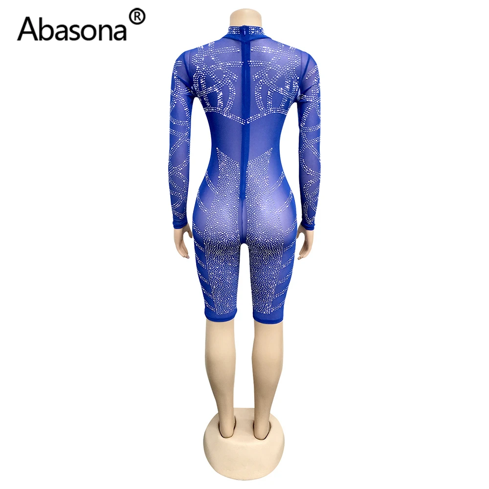 Abasona, осень, для женщин, зима, длинный рукав, бриллианты, стразы, Ретро стиль, сексуальный, бодикон, прозрачная сетка, обтягивающие, вечерние, для ночного клуба, комбинезоны