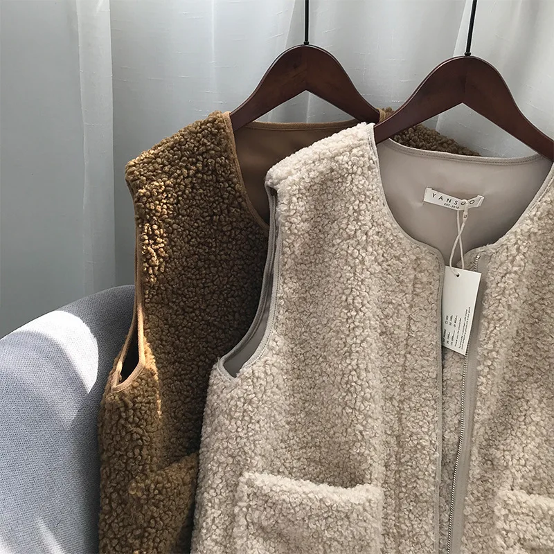 Осень и зима, жилет из овечьей шерсти, женский жилет в ханьском стиле, женские зимние пальто без рукавов, женский жилет