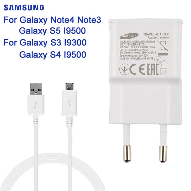 Оригинальное настенное зарядное устройство для samsung Galaxy Note 3 Note 5 N9200 N920t S6 Edge G925FQ S4 MINI S3 S5 J7 I9300 I9500 usb-кабель