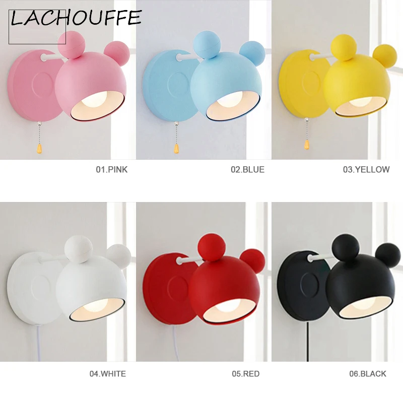 

Nordic Mickey Cartoon Wall Lamp Sconces Dimmable Led Wall Lights for Kids Room Children's Playground Home Decor Light Fixtures