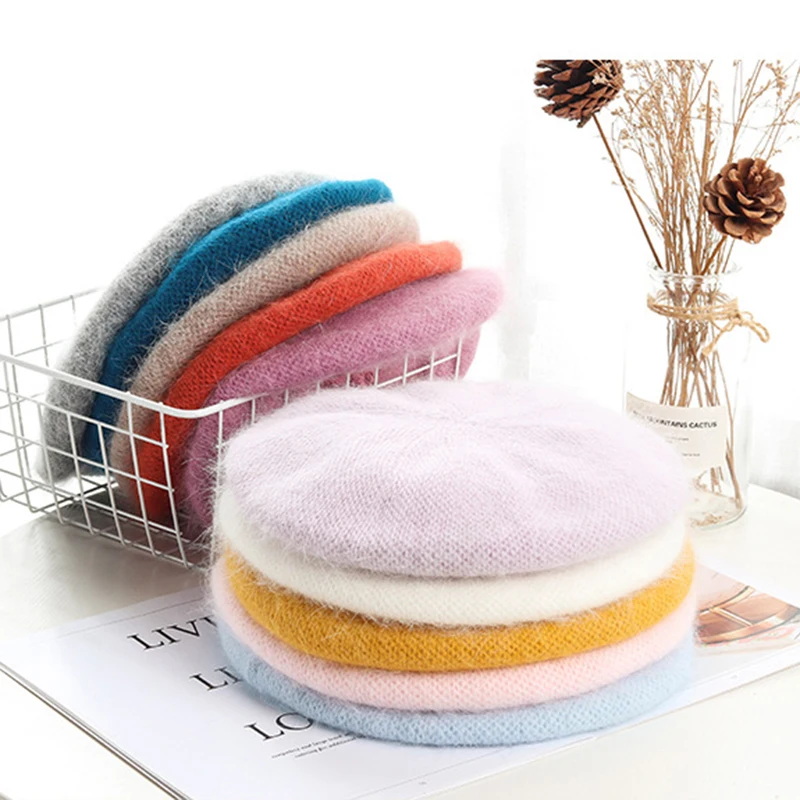 

VISROVER New Solid Color Rabbit Winter Beret Female Autumn Warm Hat Best Match Top Quality Women Winter Hat Gift Wholesale