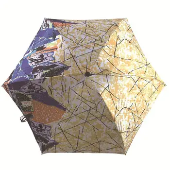 

Small floral women pocket umbrella five folding black coating sunscreen UV protection strong windproof sunny and rainy umbrella