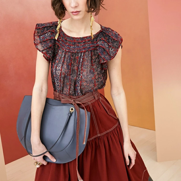 Silk Georgette Floral Print Ruffles 
