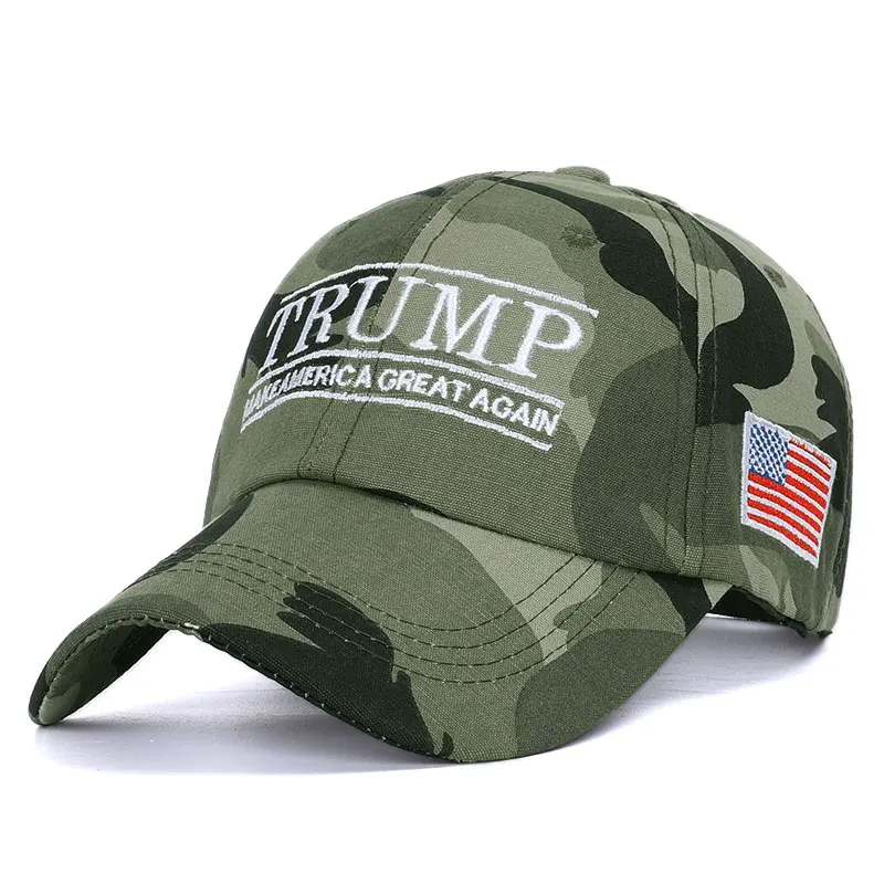 Новая бейсбольная кепка с вышитыми буквами в американском стиле, флаг США, шапка Дональда Трампа, предвыборная шапка из хлопка для улицы - Цвет: Camo-3