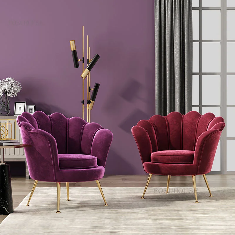 Simple Modern Apartment Living Room Back Sofas Nordic Fabric Cloakroom Leisure Armchair Bedroom Home Furniture Dressing Chairs