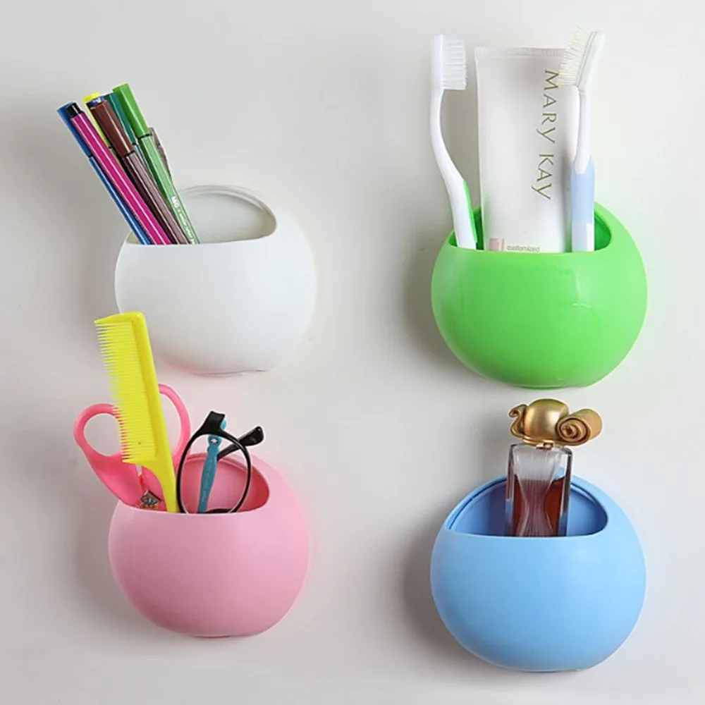 

Holder Wall Suction Storage box organizer for Bathroom Toothbrush/Soap/toothpaste/simulation plant pot container