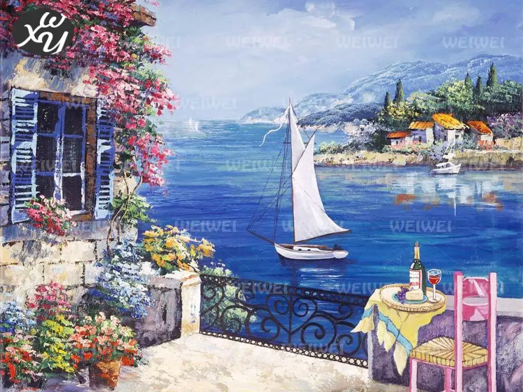 Diamond Painting Landscape Seaside Diamond Painting Greece Full Square Drill 5D Diy Diamond Embroidery Cross Stitch Kit for Home