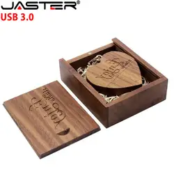 JASTER деревянный USB + коробка 3,0 более 5 шт бесплатно с логотипом, USB палка 8 ГБ 16 ГБ 32 ГБ 64 Гб фотография Дерево Флеш-накопитель сердце свадебный