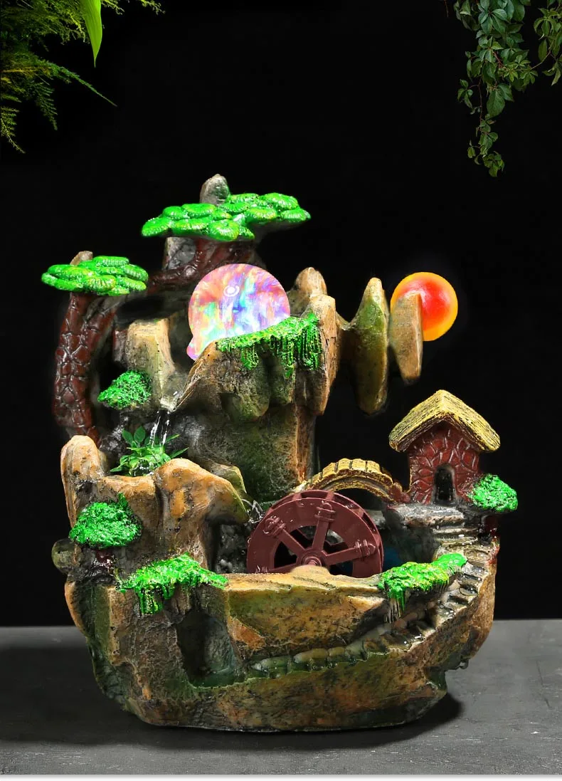 220v Lucky Rockery Water Fountain Office Desktop Ornaments