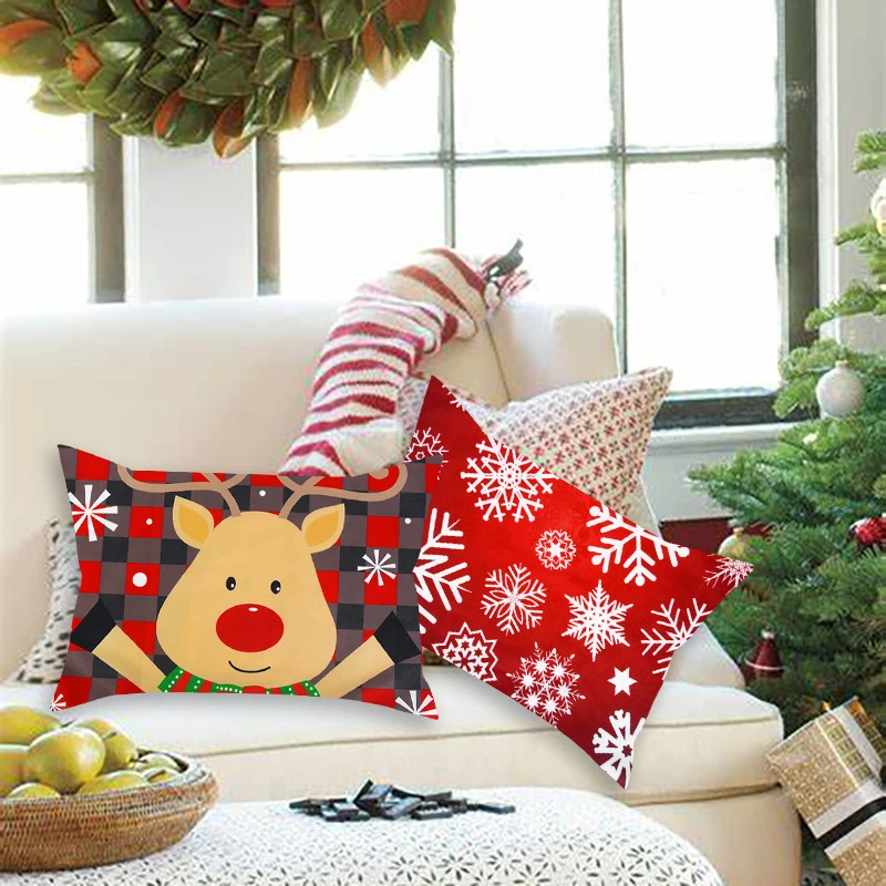 Xmas Party Home Room Pillow Case Cushion Covers Sofa Christmas Themed Decors UK 