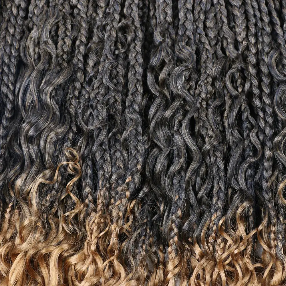 Crochet Box Braids Curly Ends 14 Inch Bohemian Box Braids Crochet Hair for Black Women 3X Braid Hair Extensions