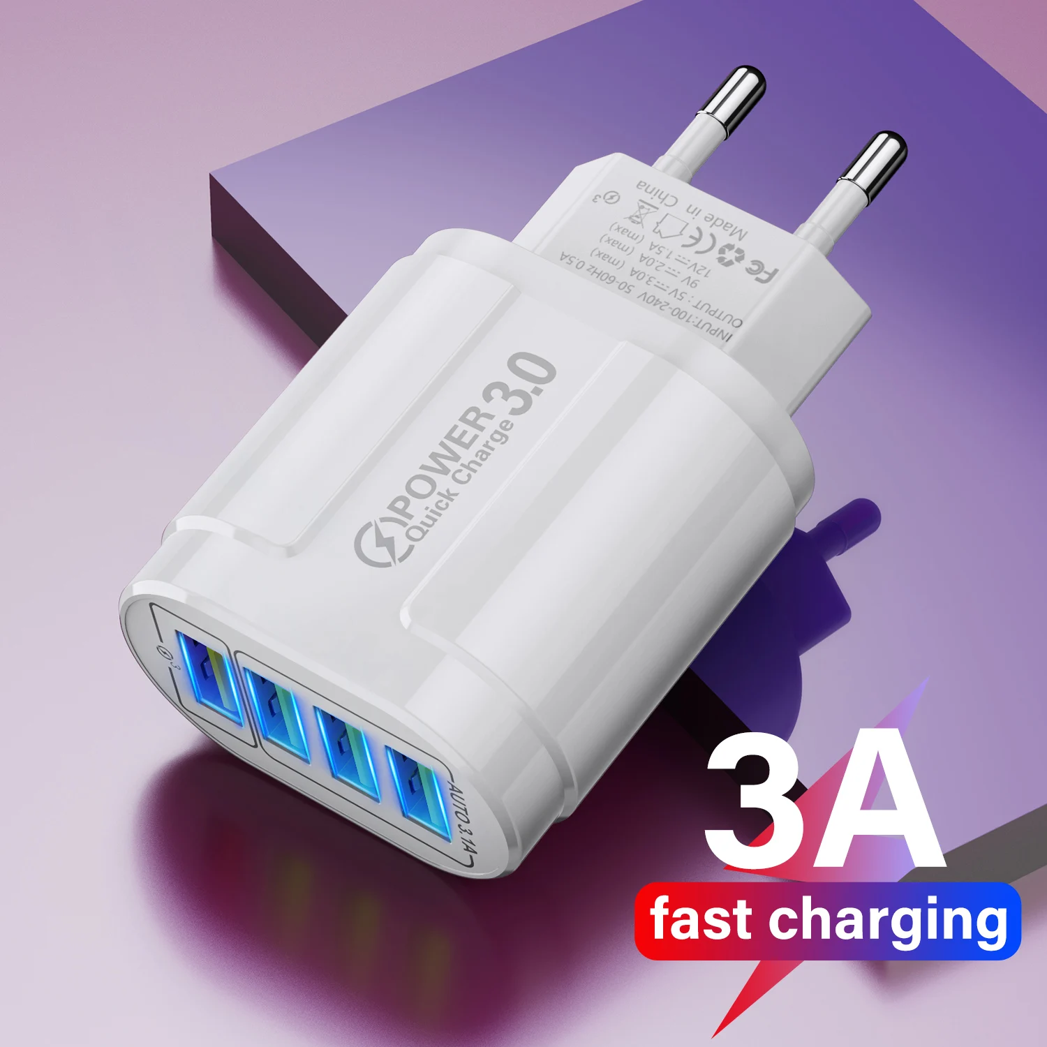 Быстрая зарядка 3 А быстрая 0 для iPhone Ipad 11 12 13 4 порта 48 Вт настенное USB-зарядное
