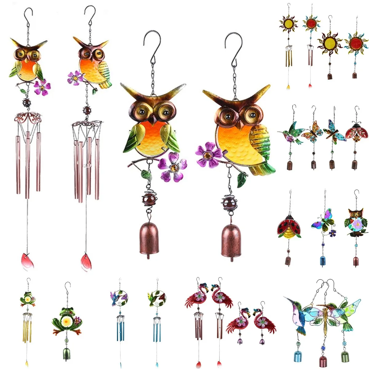 Wind Chimes Aluminum Hanging Ornament Home Outdoor Garden Yard Deco Hummingbird Wind Chime Hangs Pendant for Living room