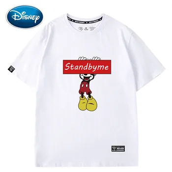 

Disney Stylish Mickey Mouse Cartoon Standbyme Letter Print O-Neck Pullover Short Sleeve T-Shirt Fashion Women Tee Tops 5 Colors
