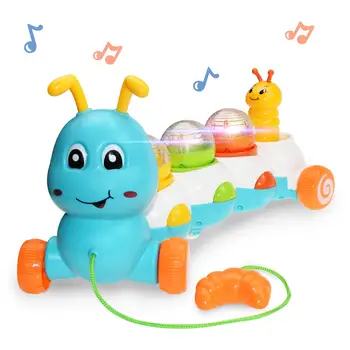 

Baby Toddlers Toys Musical Pull Along Worm Toys with Light and Sound Learn to Walk Baby Flashing Toy for Boys Girls Birthday