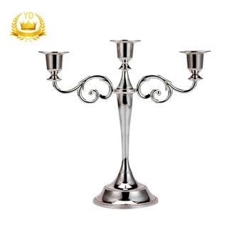 

Silver 3-Arms Metal Candle Holders Wedding Party Home Decor Candlestick