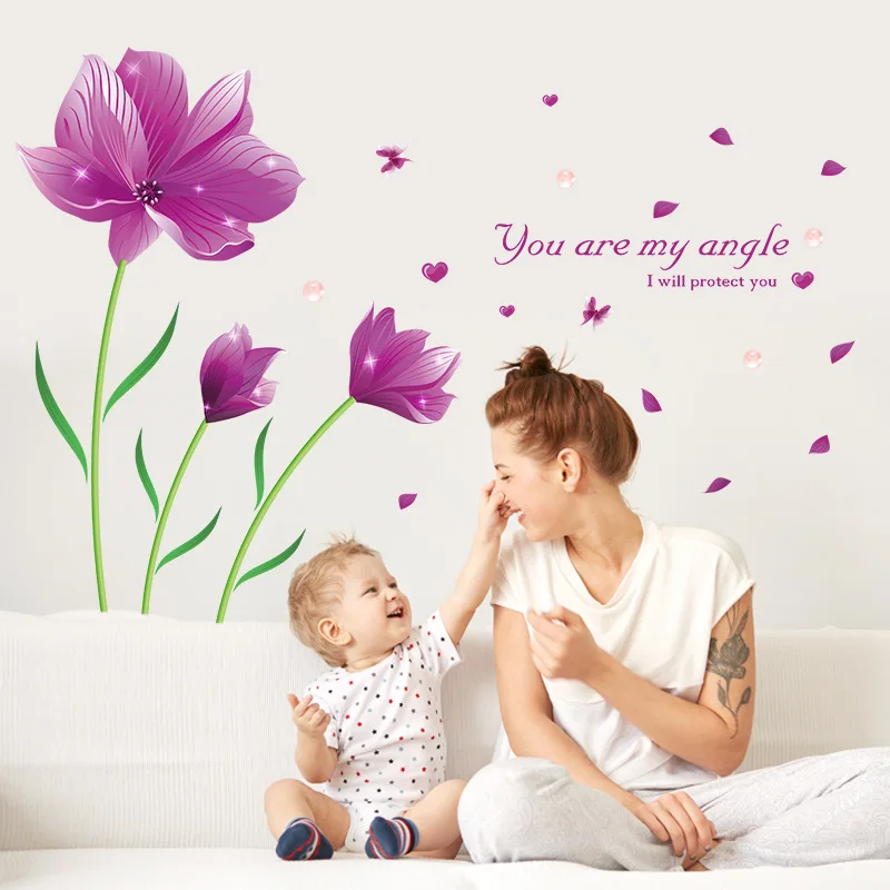 Любовь гость SK9123B наклейки на стену оптом Лилия гостиная телевизор в спальню номер фон декоративная стена ПВХ Съемный
