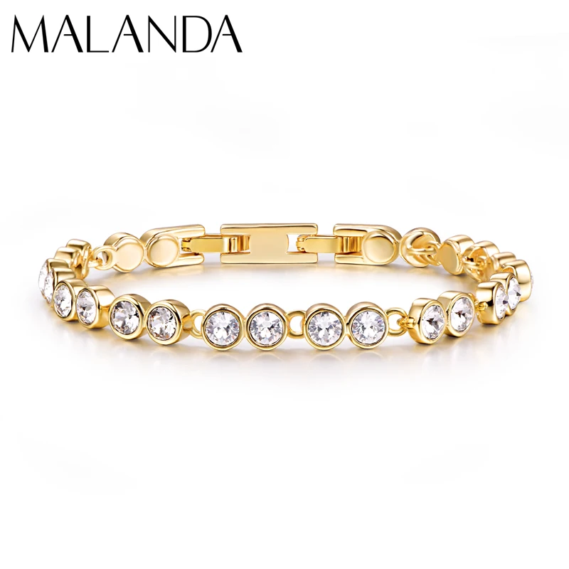 Malanda Модные женские браслеты с кристаллами от Swarovski золотого цвета роскошные браслеты для женщин Свадебные украшения подарок