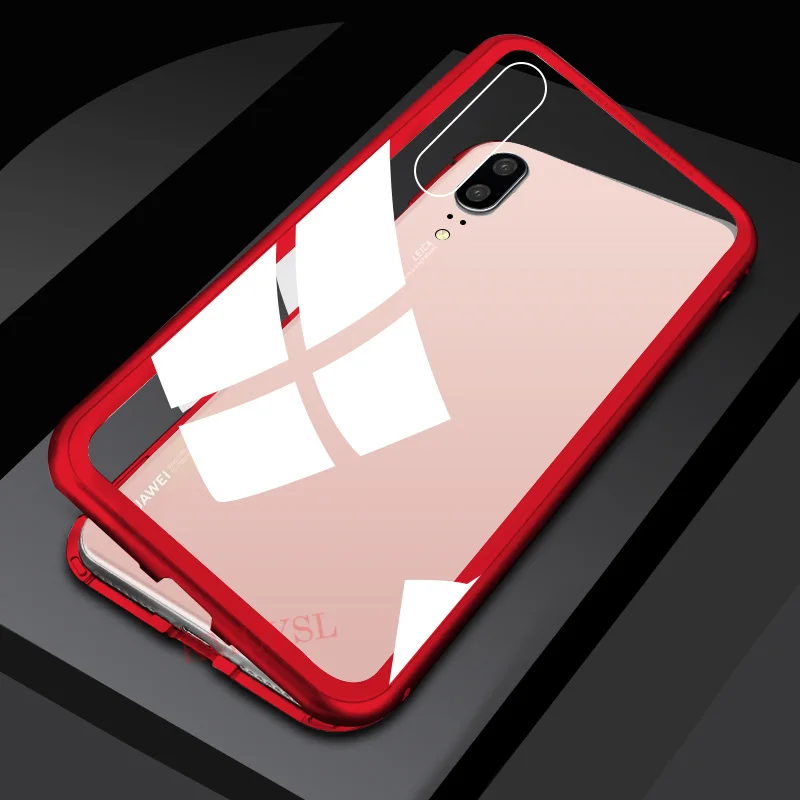 Металлический магнитный адсорбционный чехол для Xiaomi Redmi Note 5 6 7 Pro mi 8 9 se Lite mi 9t Pro Red mi 7 7A K20 Pocophone F1 стеклянная крышка - Цвет: Red