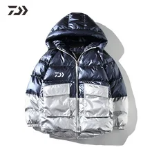 Daiwa Лоскутная яркая одежда для рыбалки Зимняя Толстая термальная рыболовная куртка Мужская Уличная походная спортивная одежда с капюшоном мужское хлопковое пальто