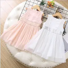 Платья для маленьких девочек Новая коллекция одежды для маленьких детей праздничное платье, милое хлопковое кружевное жилет для девочки, платья, детская одежда