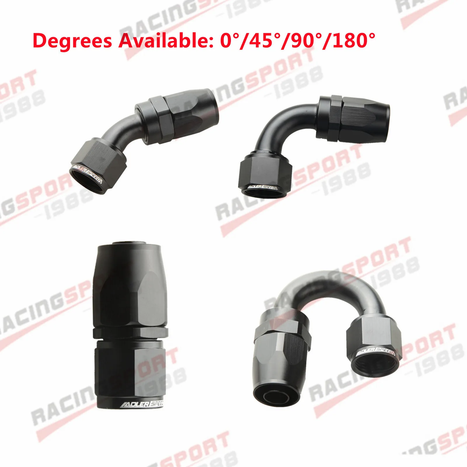 6AN AN 6 AN6 Straight 0°/45°/90°/180° Degree Swivel Oil Fuel Line Hose