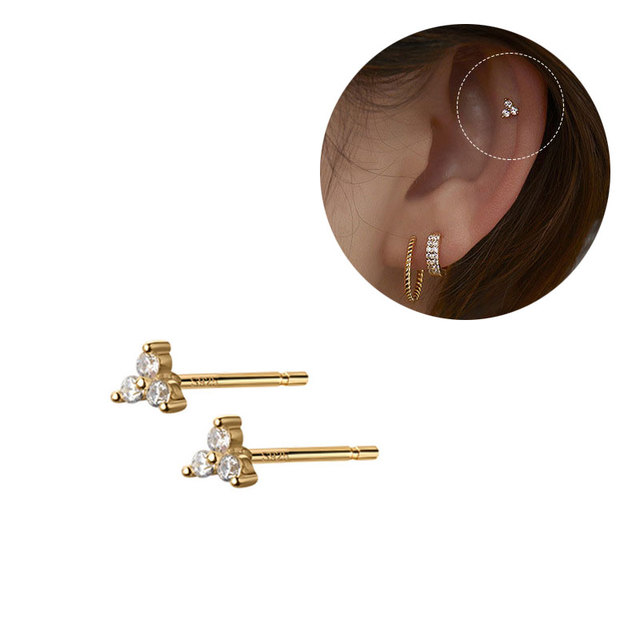 Fashion Women's Minimalist Mini Geometric Studs Earrings Triangle Square Heart Star Zircon Small Earrings Party Jewelry