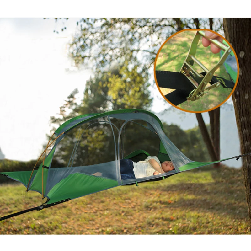 Camping Hammock with Mosquito Mesh, Suspended Tent, Aluminum Pole, Waterproof, Ultralight Hanging Tree Tent