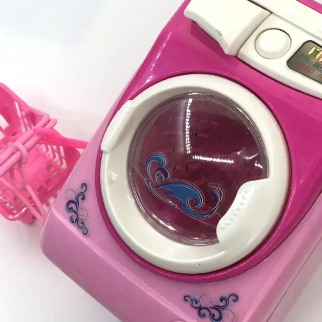 Kids Mini Simulation Light Electric Washing Machine Basket Pretend Play Toy Set 4