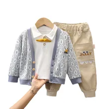 Vêtements de printemps pour bébés filles et garçons, veste, T Shirt et pantalon, à la mode, Costume décontracté, vêtements de sport pour enfants, nouvelle collection automne, 3 pièces/ensemble 