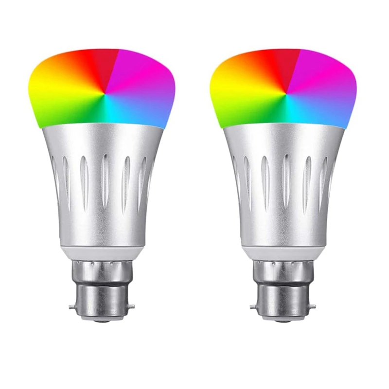 2 Pack 7W LED Smart Light Bulb B22 WiFi Light Bulb for Alexa Google Home and IFTTT RGBW Color Changing 6500K Dimmable No Hub