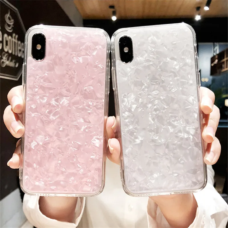 Блеск шаблоном с блестками Bling Crystal Clear чехол для samsung Galaxy S7 край S8 S9 плюс S10 Note9 Примечание 10 A6 J3 J5 J7 крышка
