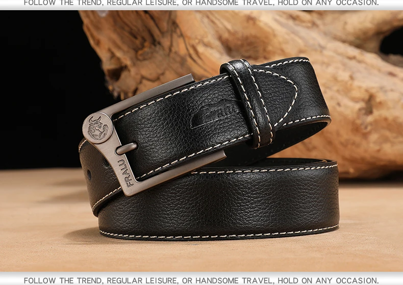 FRALU Men belt High Quality cow genuine leather luxury strap male belts for men new fashion classice vintage pin buckle