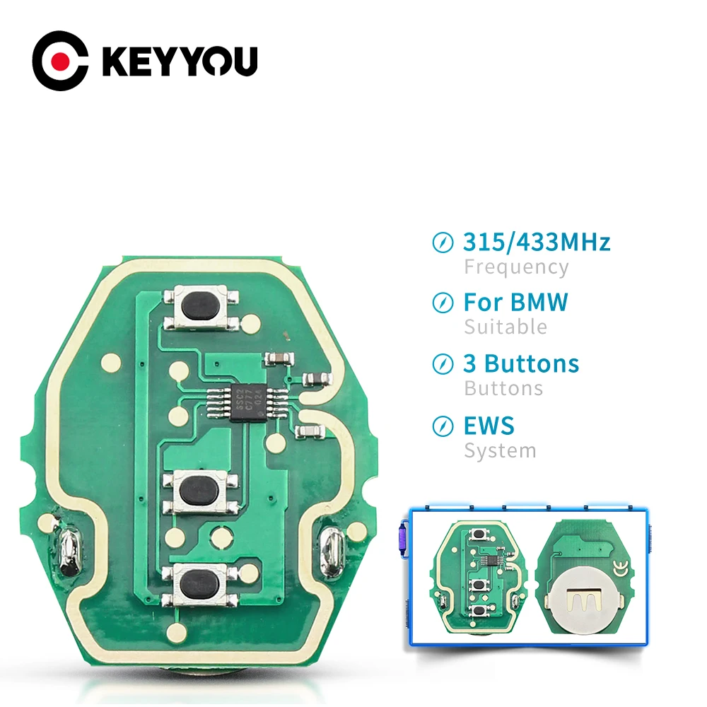 Keyyou 10Pcs Remote Car Key Control Circuit Board For Bmw Ews X3 X5 Z3 Z4 1/3/5/7 1 3 5 7 X3 X5 Z3 Series Ews System 3 Buttons