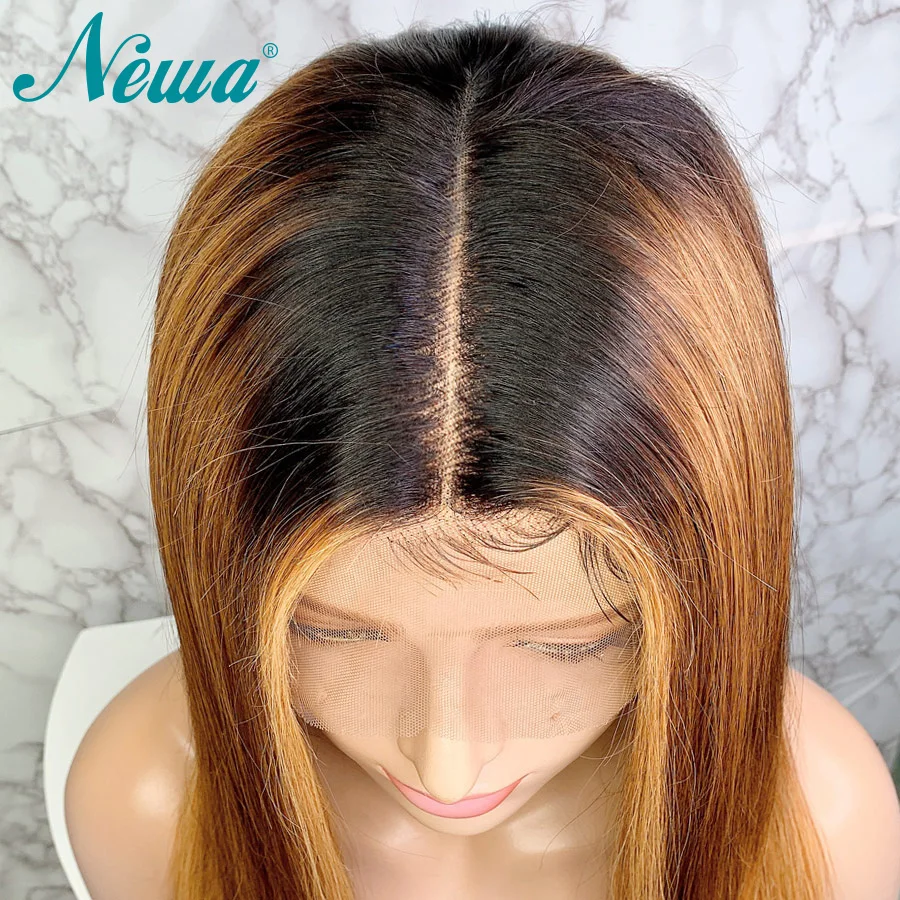 Newa Hair Ombre Lace Front Human Hair Wigs With Baby Hair Straight Lace Front Wig 130/150% Brazilian Remy Hair 13x6 Bob Wigs