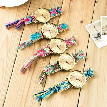 

Vintage Women Ethnic Handmade Braided Quartz Watch Knitted Dreamcatcher Wristwatch Gifts JHP-Best