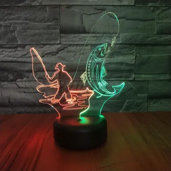 

Fishing Scenes Creative LED 3D Decorative Night Light 3D Illusion Visual Lamp LED Desk Lamp USB for Home Decoration Bedroom Lamp