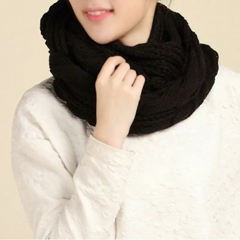 Женский Зимний вязаный крючком длинный шарф-труба, шаль, грелка для шеи ...