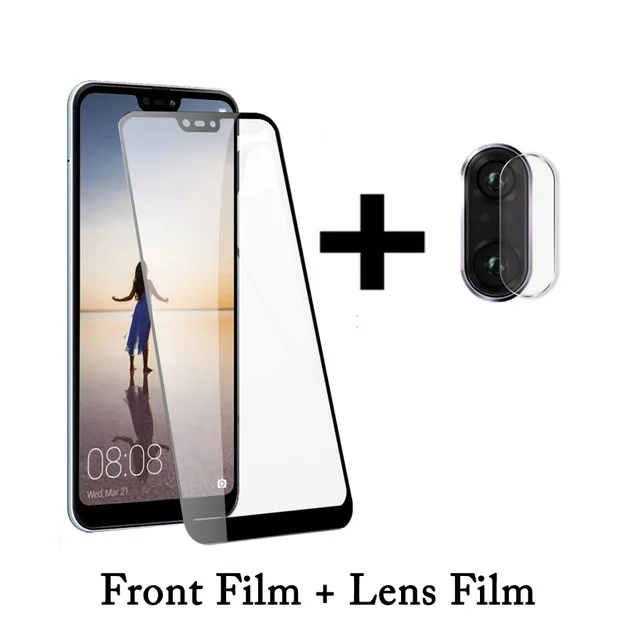 2 in 1 Полное покрытие экрана Защитный корпус под стекло для huawei P20 P20 pro P20 Lite камера Защитное стекло для huawei P20pro закаленное стекло - Цвет: 2 in 1