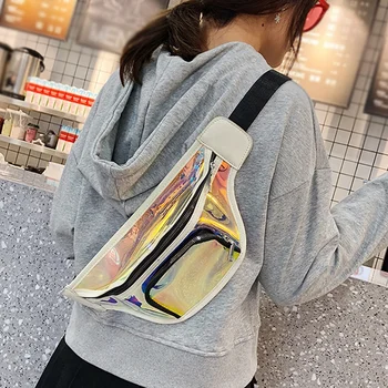 

Colorful Transparent Beach Bag Summer Waterproof Reflective Large Waist Bag Thickening