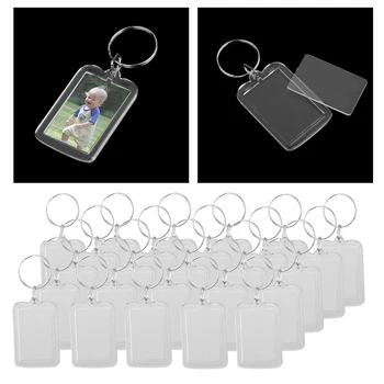 

260 Pieces Acrylic Clear Key Ring Keychain DIY Logo Photo Frame Presents