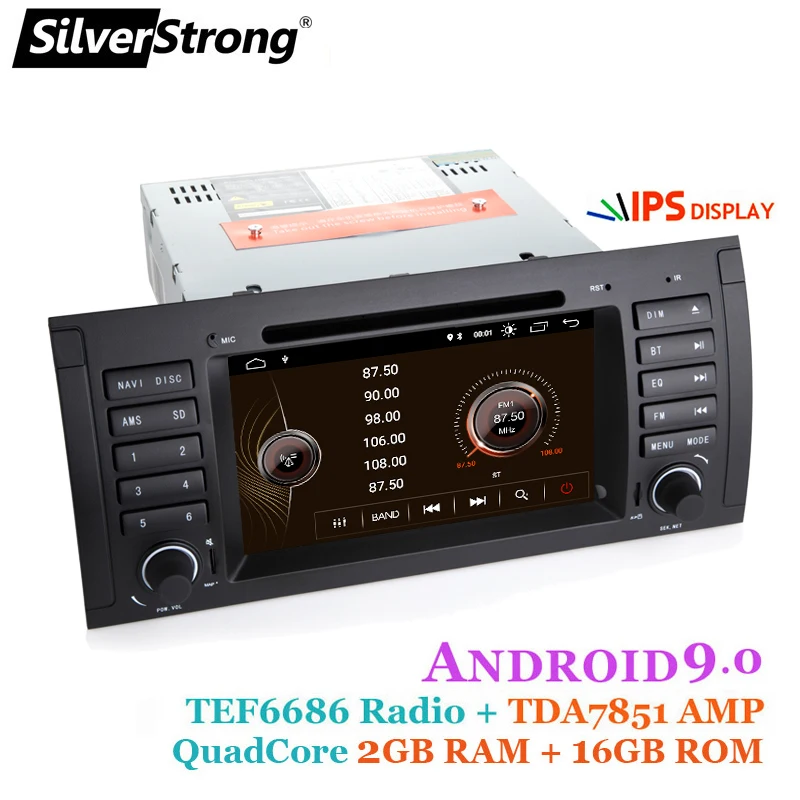  SilverStrong Android9.0 QuadCore 1Din 7inch Car DVD for BMW E39 E53 X5 Car dvd gps DAB E39 E53 X5 w