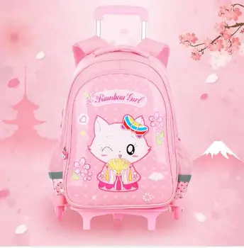 School bag On wheels Travel Trolley backpack School Rolling backpack Trolley Bag Children school wheeled backpack bag for girls 1