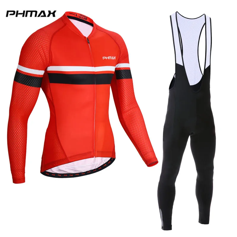 Bib Cycling Set PHMAX Pro Осенний комбинезон для велоспорта, комплект из Джерси с длинным рукавом, одежда для велоспорта, быстросохнущая одежда для горного велосипеда, одежда для велоспорта - Цвет: Bib Cycling Set